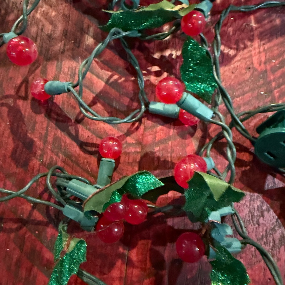 Festive Red Holly Berry String Lights